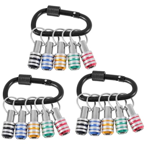 Foppla 15pcs 1/4 Zoll Sechskant Shank -Schraubendreher -Bithalter Aluminiumlegierung Bithalter Keychain Schnellwechsel Drill Bit -Sockeladapter 500 g Gewichtskapazität für Schraubendreherbit von Foppla