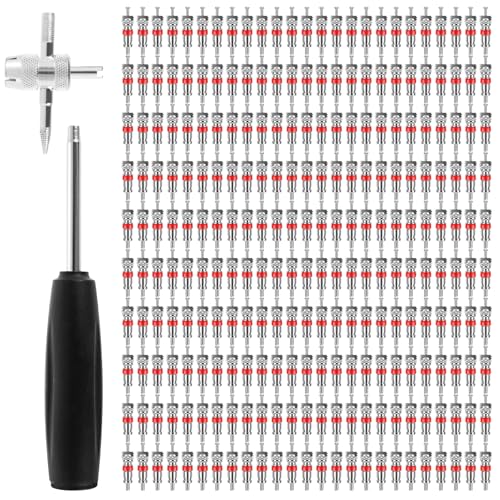 Foppla 252pcs Reifenventil -Kern -Kit Zink -Leichtmetall -Ventil -Stamm -Kern -Ersatzkit mit Ventilkern -Drehmomentwerkzeug und 4 -Wege -Ventil -Kernwerkzeugrost -Reifen -Reifen -Ventil -Kern für CARS von Foppla