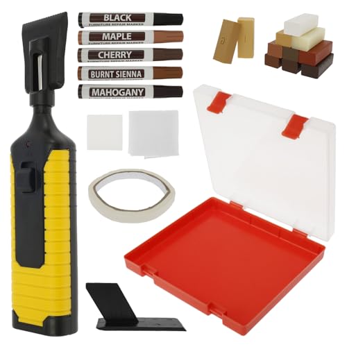 Foppla Laminatboden Reparaturkit Hartholz Bodenkratzer Reparaturen Set Floor Kratzer Bindungstool mit Hartwachs -Werkzeug DIY Manuell Floor Floor Reparatur Kit für Home Hotel Office Boat von Foppla