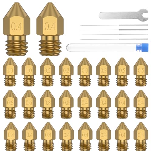 Foppla Messing 3D -Druckerdüsen Kit Effiziente Glatte 3D -Druckdüsen Effektives Leckdruckdüsen Düsen Tipps 3D -Druckdüsen präzise Schneidendruckdüsen für DIY geeignet von Foppla