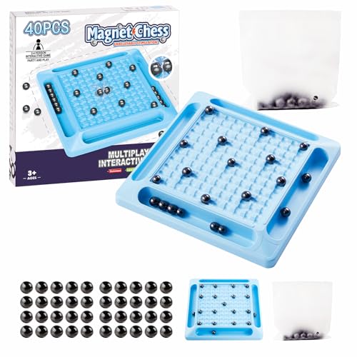 Magnetisches Schachspiel-Set, Tisch-Magnet-Schachspiel, magnetisches Schachspiel mit 40 magnetischen Steinen, entwickelt Intelligenz, Strategiespiel, Familienspiel, Partyspiel für Kinder und von Foquyai