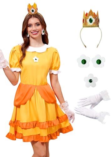 For G and PL 5-teiliges Prinzessinnen-Kostüm für Damen, Puffärmel, Midi-Outfit für Hallowen, gelb, M For G and PL 5-teiliges Prinzessinnen-Kostüm für Damen, Puffärmel, Midi-Outfit für Hallowen, gelb, M von For G and PL