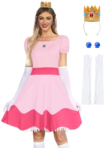 For G and PL Damen-Kostüm, rosa Prinzessinnen-Kostüm, Puffärmel, Spitzenkleid mit Handschuh, Krone, Ohrringe, 4-teilig, Rosa glänzende Prinzessin, X-Large For G and PL Damen-Kostüm, rosa Prinzessinnen-Kostüm, Puffärmel, Spitzenkleid mit Handschuh, Krone, Ohrringe, 4-teilig, Rosa glänzende Prinzessin, X-Large von For G and PL