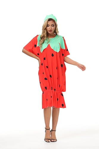 For G and PL Karneval Damen Herren Adult Obstkostüm Fastnacht Party Strawberry Erdbeere Kostüm Unisex Rot XL von For G and PL