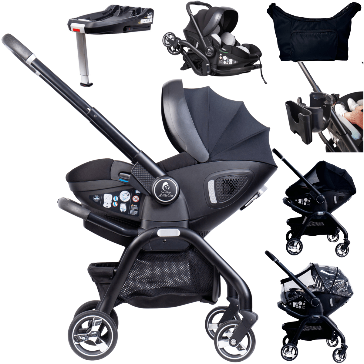 Für Ihr Kleines: Qubi Babyschalen- und Kinderwagen-Set, 7-teilig – Eclipse Black Für Ihr Kleines: Qubi Babyschalen- und Kinderwagen-Set, 7-teilig – Eclipse Black von For Your Little One