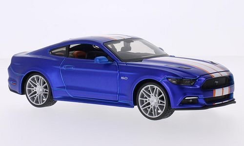 Ford Mustang GT Custom Tuning, matt-blau/Dekor, 2015, Modellauto, Fertigmodell, Maisto 1:24 von Ford