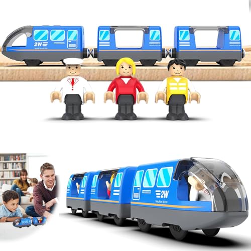 Eisenbahn Elektrische lok Holzeisenbahn Zug, Batteriebetriebener Zug für Magnetische Kupplungen, Leistungsstarker Motorzug Zug Spielzeug für Kleinkinder 3 4 5 Jahre alte Kinder, Blau von Foreverup