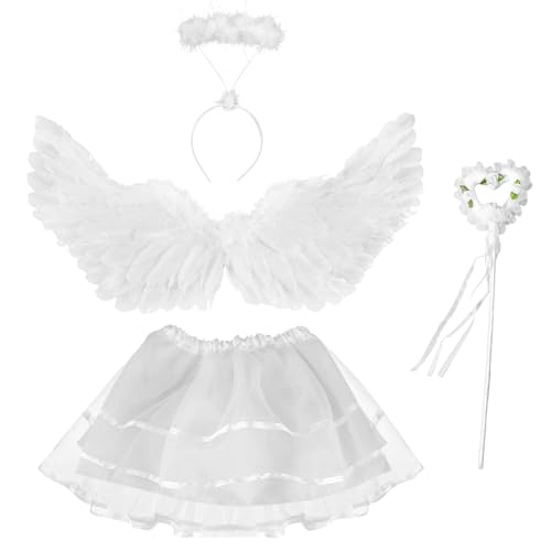 Foreverup Engel Kostüm Kinder, Engelsflügel Weiß, mit Heiligenschein und Zauberstab, 60CM Engels Flügel Kostüm für Cosplay Party Halloween Karneval Fasching Kostüme Foreverup Engel Kostüm Kinder, Engelsflügel Weiß, mit Heiligenschein und Zauberstab, 60CM Engels Flügel Kostüm für Cosplay Party Halloween Karneval Fasching Kostüme von Foreverup