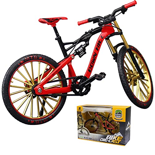 Foreverup Finger Fahrrad Modell, 1:10 Mini Fahrrad Spielzeug, Miniatur-Finger-Mountainbike Mini-Bike-Modell-Ornament für Jungen Mädchen, Geschenk für Kinder(Schwarz Rot) von Foreverup