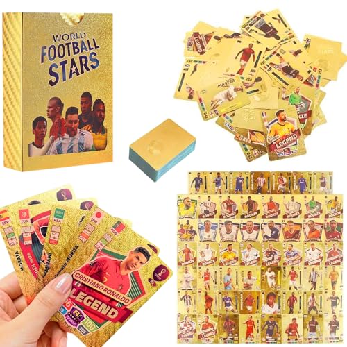 Foreverup Fußball-Star-Karten – UEFA & Premier League Fußballkarten 2025, 55 Stück, goldene Folienkarten, limitierte Auflage, Fußball-Sammelkarten für Geschenk, Kinder, Sammler und Fußballfans (Gold) von Foreverup