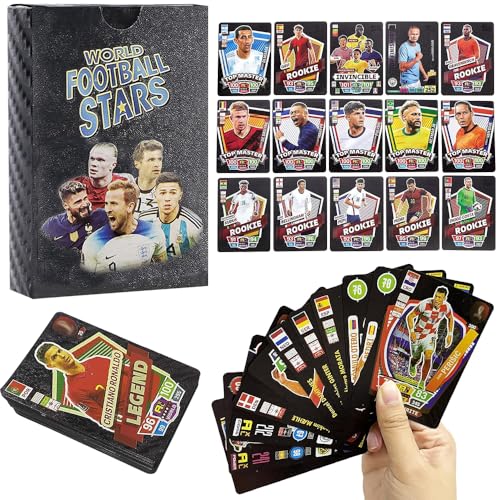 Foreverup World Cup Fußball Star Karte, 55 pcs Champions League Fußballkarten, Fußball Sammelkarte, Fussball Karten, Kinder zum Sammeln von Karten Für Fans,Kinder,Teenager und Erwachsene (Schwarz) von Foreverup