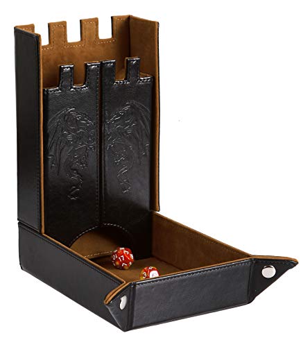 Forged Dice Co. Draco Castle Faltbares Würfeltablett und Würfelturm - Faltbare DND-Würfelablage und Würfelrolltablett Tower - Perfekt für Dungeons and Dragons RPG und Tabletop Gaming - Braun von Forged Dice Co.