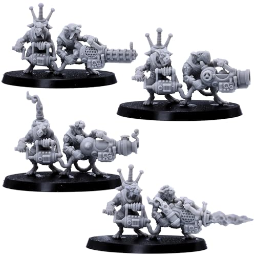 Fantasy Ratmen Driller Flamer Mörser Crew Bundle Set, Tabletop Games Miniatur Ratfolk Heavy Weapon Armor Figuren für Wargaming von Forged Terrain