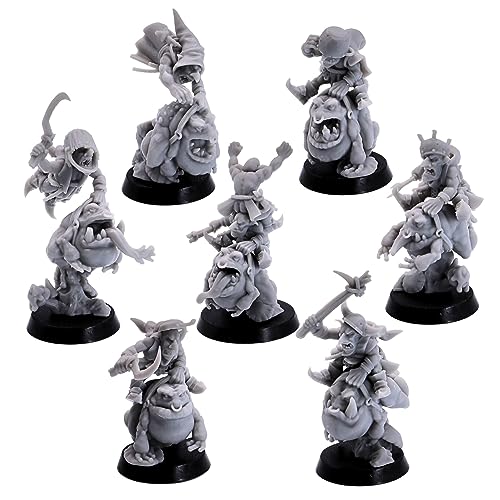 Fantasy Sumpf Goblin Frosch Riders Set 32mm Scale Miniatures for Tabletop Gaming Cavalry Unit Monster Pack Figuren von Forged Terrain