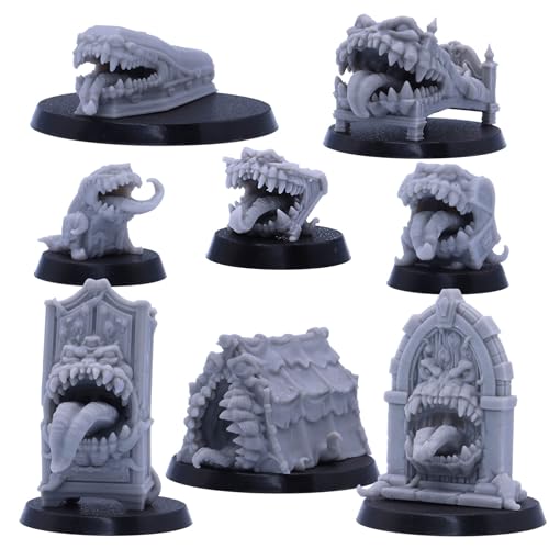 Forged Terrain 28 mm Maßstab Mimic Set Truhe Kleiderschrank Bett Zelt Sarg Tür Buch Rucksack Set für Tisch D&D Minis Fantasy Monster Pack Rollenspiele imitiert Figuren von Forged Terrain