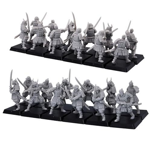 Forged Terrain Japanische Samurai-Schwertkämpfer Miniaturmodelle Set mit 12 hochdetaillierten Figuren für Tischspiele Kriegsspiel Historische Minis für Kriegsspiele Feudale Figuren Samurai Nippon von Forged Terrain