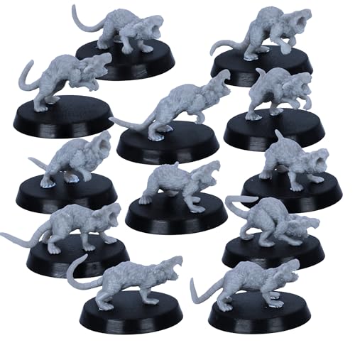 Riesiges Ratten-Miniatur-Set – 12 Monsterfiguren auf 25-mm-Basis für Tabletop-RPG & Wargames | 32 mm Skala kompatibel mit Tischspielen | Unlackierte Kunststoffmodelle für DND & Fantasy Battle Riesiges Ratten-Miniatur-Set – 12 Monsterfiguren auf 25-mm-Basis für Tabletop-RPG & Wargames | 32 mm Skala kompatibel mit Tischspielen | Unlackierte Kunststoffmodelle für DND & Fantasy Battle von Forged Terrain