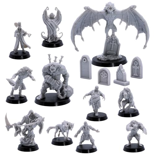 Halloween Monster Collection - 11 Fantasy Miniaturen + 4 Requisiten | Starter DND Set | 32 mm Skala epische Miniaturen | RPGs, Wargames, Pathfinder | Unlackierte Modelle aus Kunstharz | Sammler Halloween Monster Collection - 11 Fantasy Miniaturen + 4 Requisiten | Starter DND Set | 32 mm Skala epische Miniaturen | RPGs, Wargames, Pathfinder | Unlackierte Modelle aus Kunstharz | Sammler von Forged Terrain