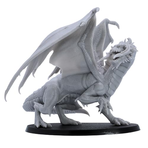 Schwarzer Drache für Erwachsene, Fantasy-Drachen-Miniatur mit 125 mm Flügelspannweite, epische Miniaturen, 32 mm Skala, DND, Pathfinder, RPGs, Wargames, unlackiertes Modell aus Kunstharz, Sammler und Schwarzer Drache für Erwachsene, Fantasy-Drachen-Miniatur mit 125 mm Flügelspannweite, epische Miniaturen, 32 mm Skala, DND, Pathfinder, RPGs, Wargames, unlackiertes Modell aus Kunstharz, Sammler und von Forged Terrain