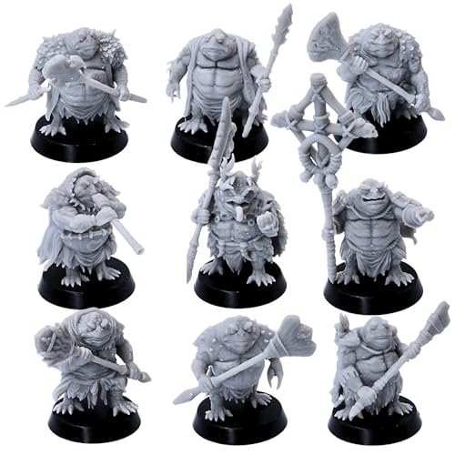 Sumpf Toad Warriors Frogmen Lizardmen, 32mm Dungeons and Dragons RPG Miniatur, Monster Set Fantasy Rollenspiel Tischspiele von Forged Terrain