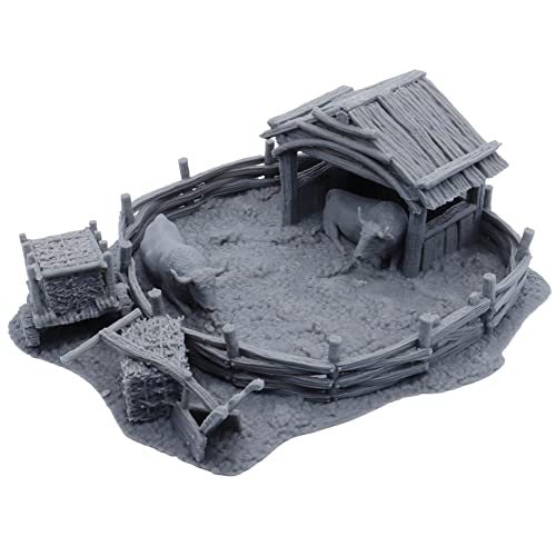 Tisch-Gaming-Miniatur-Gelände, lackierbar, Oxen-Gehäuse mit abnehmbarem Dach, Heuballen, Pflüge und Heuwagen für 28 mm RPG Fantasy Bauernhoftiere und ländliche Landschaft Tisch-Gaming-Miniatur-Gelände, lackierbar, Oxen-Gehäuse mit abnehmbarem Dach, Heuballen, Pflüge und Heuwagen für 28 mm RPG Fantasy Bauernhoftiere und ländliche Landschaft von Forged Terrain
