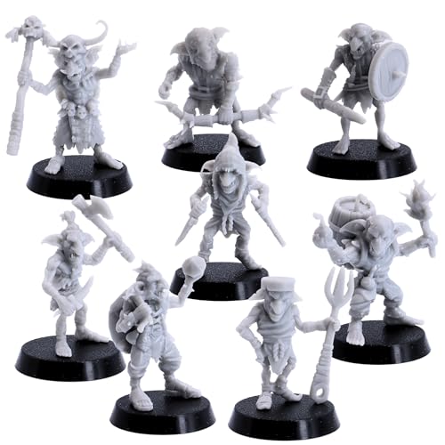 Tribal Goblin Tribe Unit Miniaturfigur für 32 mm Dungeons and Dragons Miniaturspiele, Tischspiele Kobold Bundle Pack Fantasy TTRPG Rollenspiele von Forged Terrain