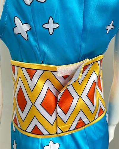 Forgemith Nami Cosplay Kostüm Wano Country Kimono Kleid Anzug Anime Outfits für Halloween Party, Blau, M von Forgemith