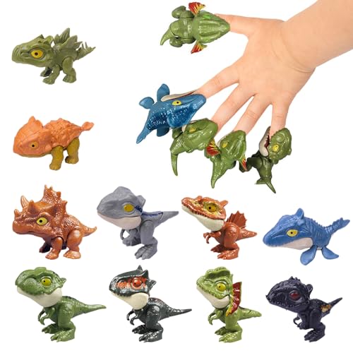 Forhandy Dinosaurier Spielzeug 10 Stück Dino Biss Finger Set Kleine Dinosaurier Figuren Interaktive Kinderpartyspielzeug Partygeschenke für Kinder von Forhandy