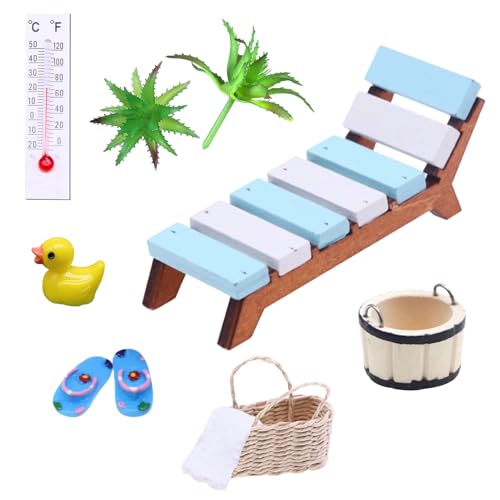 Forhandy Miniatur Deko Sauna Zubehör, 9 Teile Mini Wellness Deko Zubehör Geschenk, Miniatur Deko Sauna Zubehör Set Strand Mikrolandschaft für Foto-Requisiten und DIY Deko Strand Garten von Forhandy