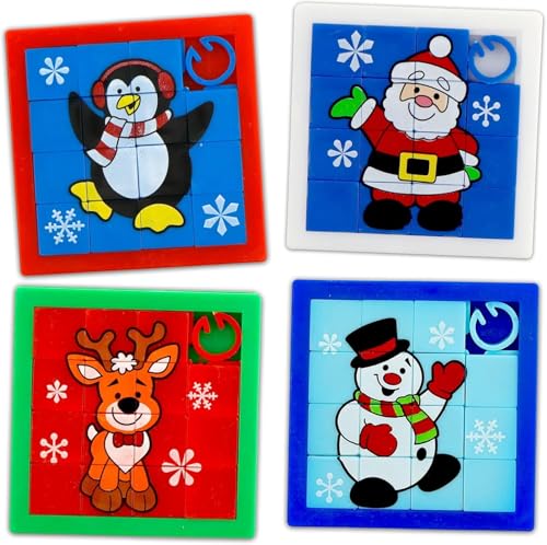 4 Stück Schiebepuzzle Kinder, Schiebe Puzzle, Weihnachtsmann Schiebepuzzles, Schneemann Schiebepuzzles, Gastgeschenke und kleines Spielzeug für Kinder, Weihnachten Geschenke von Forhome