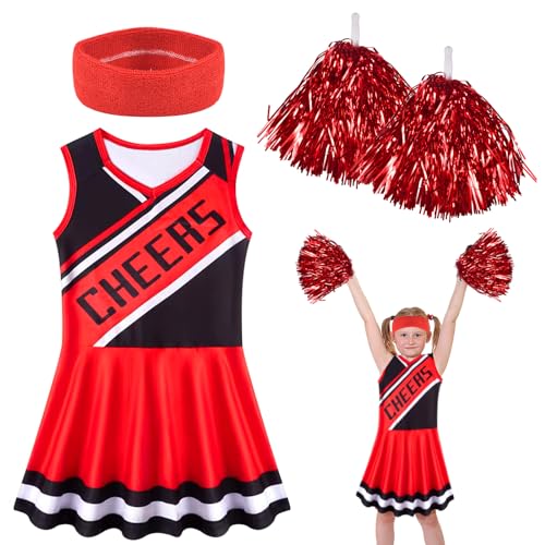 Forhome Cheerleader Kostüm Damen, High School Cheerleader Kostüm mit Cheerleader Pompoms und Stirnband, Fancy Dress Uniform Kinder für Karneval Musical Party Verkleidung Cosplay Maskenball(M) von Forhome