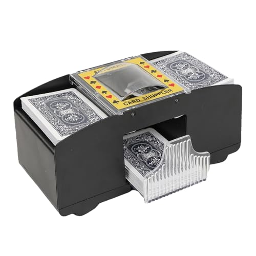 Forhome Kartenmischmaschine, Automatischer Kartenmischer, Kartenmischgerät, Geeignet für Familienkartenspiele, Poker und Blackjack Kartenspiele (21x8x9cm)-Schwarz von Forhome