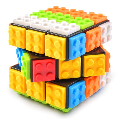 Forhome Speed Magic Cube 3x3, Build-on Brick Magic Cube 2-in-1 Brain Bricks und Teaser Puzzle klassisches Spielzeug kompatibel mit Lego für Kinder Erwachsene Jungen Mädchen Geschenk, schwarz von Forhome