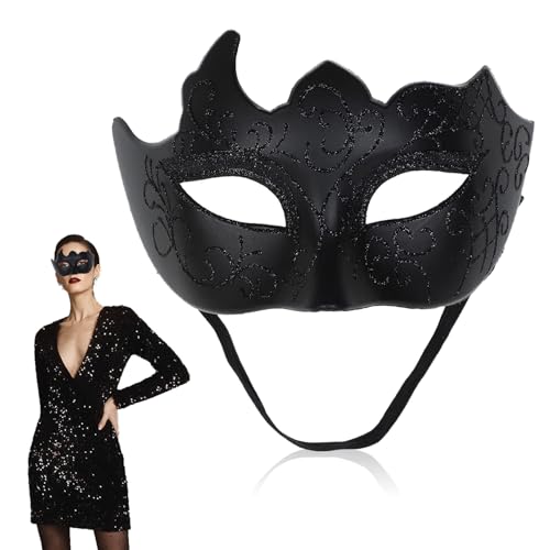 Forhome Venezianische Masken, Maskenball Masken, Luxus Schwarz Maske für Herren und Damen, Venezianische Augenmaske, Kostüm Zubehör für Cosplay, Karneval Party, Mottoparty, Maskerade von Forhome