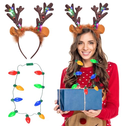 Forhome Weihnachten Stirnband Kopfschmuck,Rentiergeweih Haarreif Weihnachtsmütze,Weihnachten Kopfbedeckung für Weihnachtsfeier Kostüm Party,für Erwachsene und Kinder Weihnachtsfeier,Karneval von Forhome