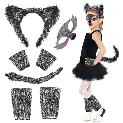 Forhome Wolf Kostüm Wolf Kostüm Kinder Wolf Ohren Und Schwanz Set Wolf Maske Werwolf Haarreifen Mit Pfoten Tierkostüm Halloween Karneval Fancy Party Kostüm Für Cosplay Party Faschingskostüme von Forhome