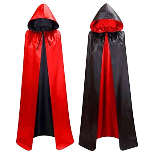 Halloween Vampir Umhang Kapuzenumhang Schwarz Rot Doppelseitig Unisex Umhang mit Kapuze Vampir Cape Vampir Kostüme Hexenumhang für Halloween Maskerade Party Cosplay Kostüm (Schwarz Rot L) von Forhome