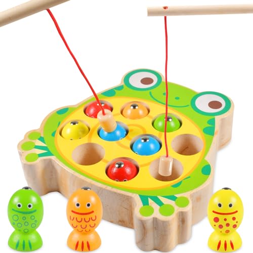 ForHome Magnetisches Angelspiel Holzspielzeug,Magnet-Angelspielzeug Montessori Holzspielzeug Spielzeug,Montessori Spielzeug ab 2 Jahre,Angelspiel Motorikspielzeug, Lernspielzeug Geschenk für Kinder von Forhome