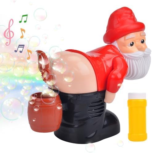 Santa Claus Bubble Fart Blower, Blase Maschine mit lustigen Lichtern und Musik, automatische Seifenblasenmaschine, passend für Weihnachten, lustige Parteien und Kinder Geschenke(Rot) von Forhome