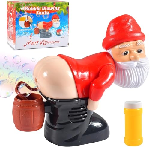 Santa Claus Bubble Blower, Blase Maschine mit lustigen Lichtern und Musik, automatische Seifenblasenmaschine, passend für Weihnachten, lustige Parteien und Kinder Geschenke(Rot) von Forhome