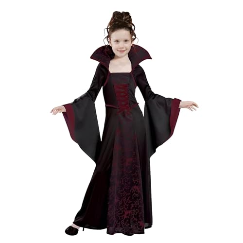 Vampir Kostüm Mädchen Gothic Halloween Kostüm Kinder, Hexenkostüm Kinder, Vampir Kostüm Kinder Verkleidung Fasching für Karneval Halloween Cosplay Kostüm (110cm) von Forhome