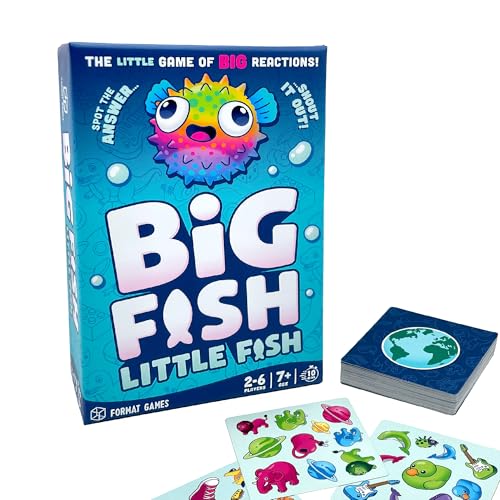 Format Games Big Fish Little Fish Kartenspiel – Schnelllebiges Familienspiel mit schnellen Reaktionen und Spottingspaß! Lernspiel für Kinder und Erwachsene, ab 5 Jahren, 2–6 Spieler, 10 Minuten von Format Games