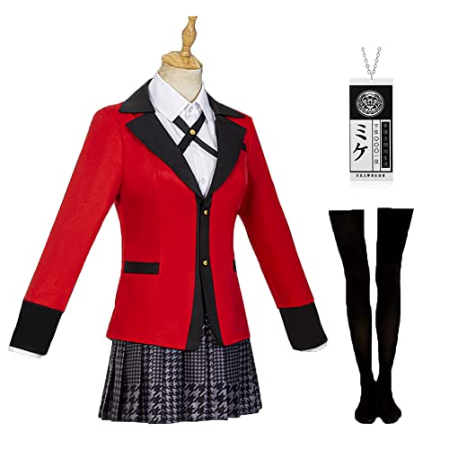 Formemory Yumeko Jabami Cosplay Kostüm Jabami Yumeko Cosplay Outfit Uniform Set 6 Stücke Yomozuki Runa Cosplay Anime Schuluniform Halloween Manga Mantel (Jabami Yumeko, L) von Formemory