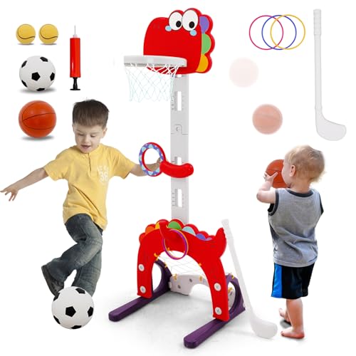 5-in-1 Basketballkorb für Kinder,Höhenverstellbar 100-120CM,Tragbare Basketballkorb Outdoor mit 1 Fußball,1 Basketball,2 Golfball,1 Golfschläger,1 Pumpe, 3 Ringe,Mini Basketballständer für Kinder 5-in-1 Basketballkorb für Kinder,Höhenverstellbar 100-120CM,Tragbare Basketballkorb Outdoor mit 1 Fußball,1 Basketball,2 Golfball,1 Golfschläger,1 Pumpe, 3 Ringe,Mini Basketballständer für Kinder von Forroby