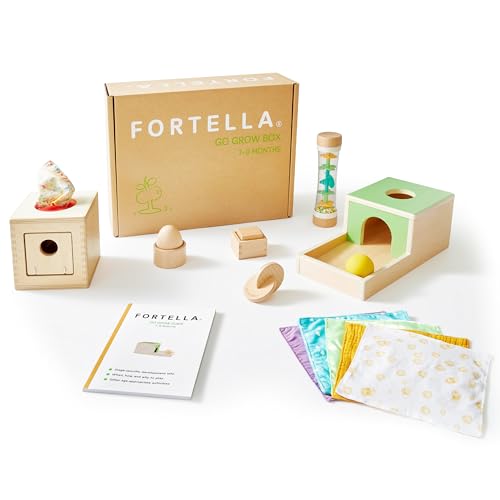 Fortella Go Grow Box, Montessori Spielzeug ab 1 Jahr, 7 in 1 Holzspielzeug für Baby & Kleinkinder 1 2 3 Jahre, Motorikwürfel, Lern- und Entwicklungsspielzeug, Geburtstag Geschenk Kleinkind(7-9 Monate) von Fortella