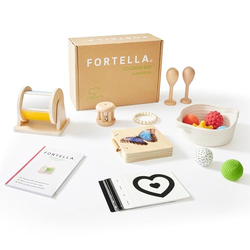 Fortella Go Grow Box, Montessori Spielzeug ab 1 Jahr, 8 in 1 Holzspielzeug für Baby & Kleinkinder 1 2 3 Jahre, Motorikwürfel, Lern- und Entwicklungsspielzeug, Geburtstag Geschenk Kleinkind(0-6 Monate) von Fortella