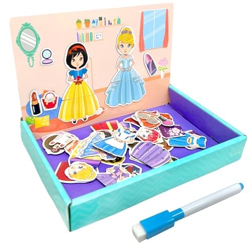 Fortivae Magnetische Anziehpuppe mit Outfits, Verkleide Dich als Prinzessin Magnetisches Puzzlespielzeug, Magnetische Prinzessinnen Dress Up Spielset für Mädchen für Kinder von Fortivae