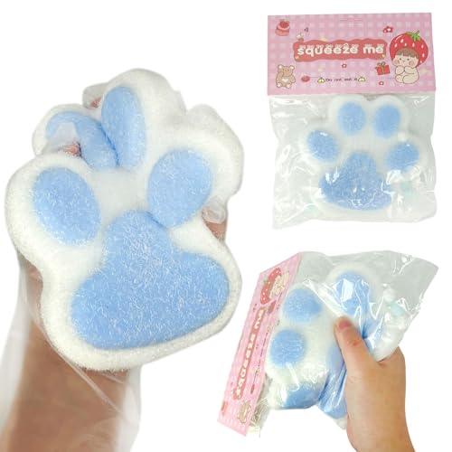 Squishy, 1 Pcs Squishy Toy Big Cat Paw, Squeeze Spielzeug, Squeeze Toy, Squishy Cat Toy, Kawaii Stress Squeeze Toy, Stressbälle, für Kinder und Erwachsene（Blau und Weiß XL） von Fortivae