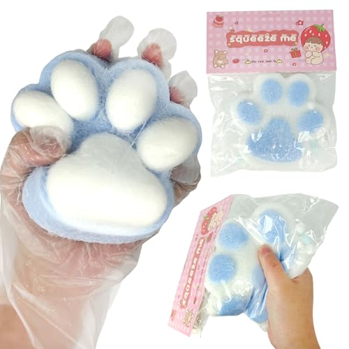 Taba Squishy, 1 Pcs Squishy Toy Big Cat Paw, Squeeze Spielzeug, Squeeze Toy, Squishy Cat Toy, Kawaii Stress Squeeze Toy, Stressbälle, für Kinder und Erwachsene（Blau und Weiß XL） von Fortivae