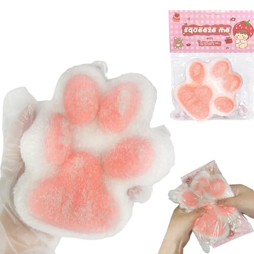 Squishy, 1 Pcs Squishy Toy Big Cat Paw, Squeeze Spielzeug, Squeeze Toy, Squishy Cat Toy, Kawaii Stress Squeeze Toy, Stressbälle, für Kinder und Erwachsene（Rosa Weiß XL） von Fortivae